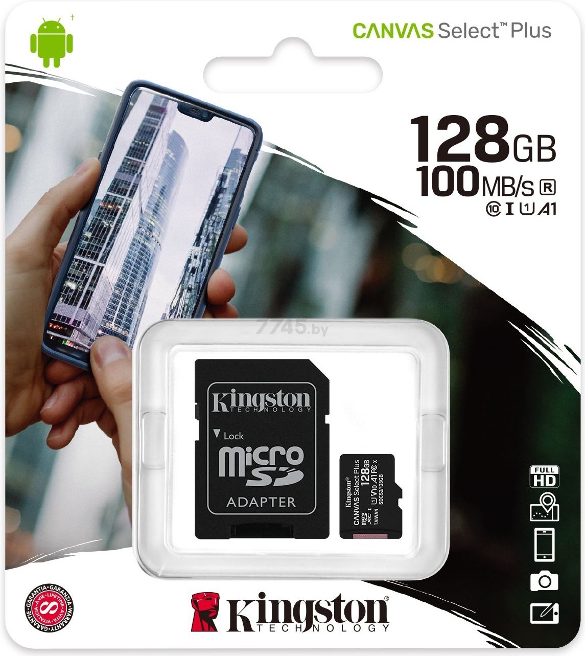 Карта памяти KINGSTON Canvas Select Plus microSDXC 128GB с адаптером SD (SDCS2/128GB) - Фото 3