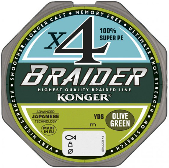 Леска плетеная KONGER Braider X4 Olive Green 0,04 мм/10 м (250016004)