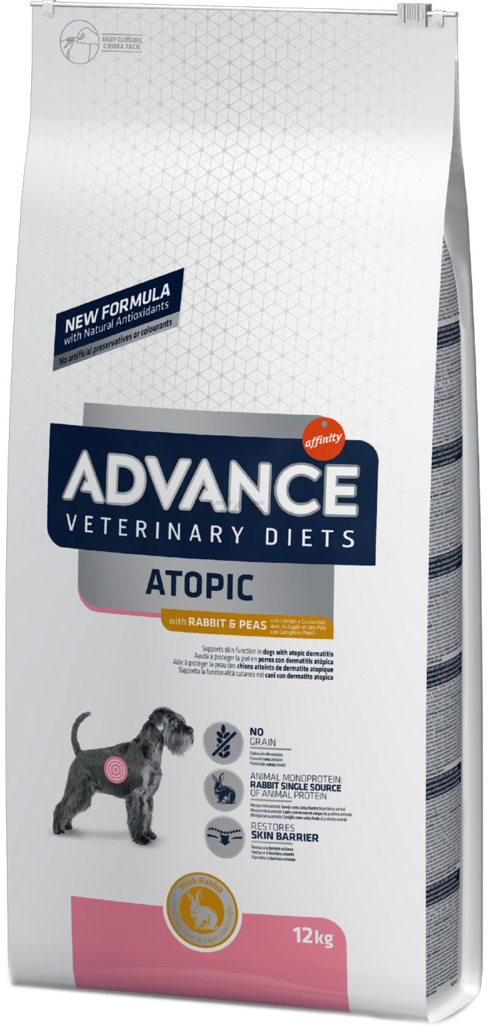 Сухой корм для собак беззерновой ADVANCE VetDiet Atopic кролик с горохом 12 кг (8410650235332)