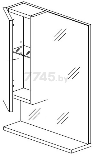Шкаф с зеркалом для ванной САНИТАМЕБЕЛЬ Ларч 11.520 левый - Фото 2