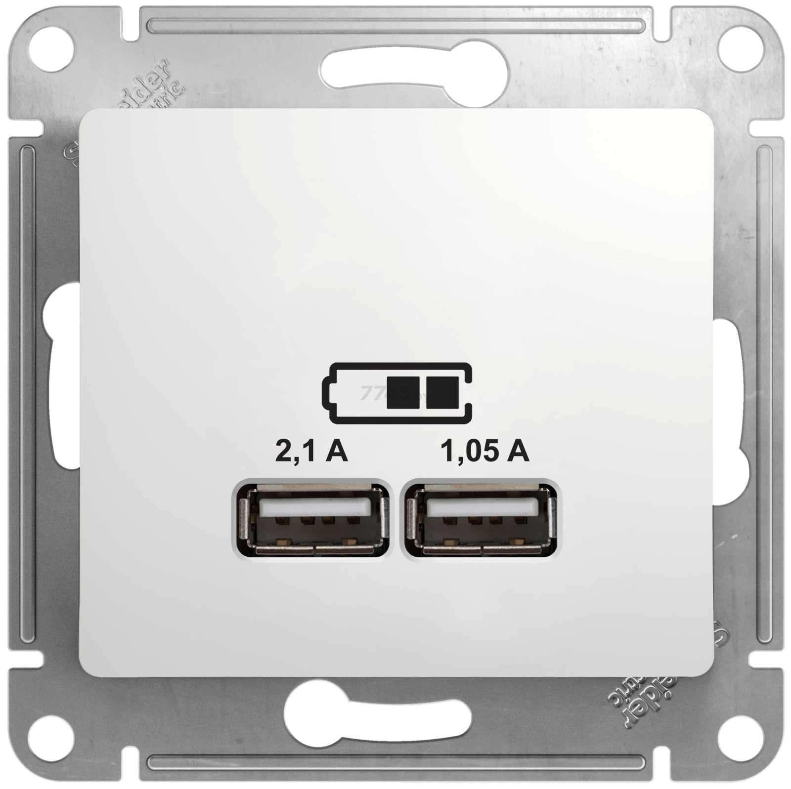 Розетка USB двойная скрытая SCHNEIDER ELECTRIC Glossa белая (GSL000133)