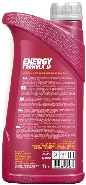 Моторное масло 5W30 синтетическое MANNOL Energy Formula JP 1 л (98782) - Фото 2