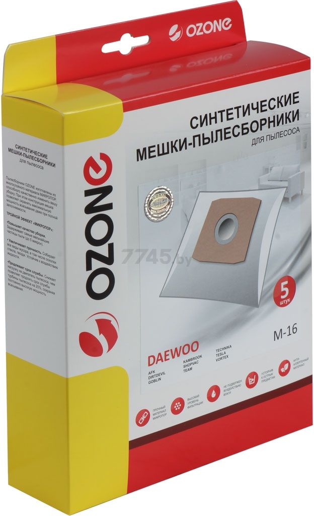 Мешок для пылесоса OZONE для Daewoo, Dirtdevil, Shopvac, Vortex 5 штук (M-16) - Фото 4