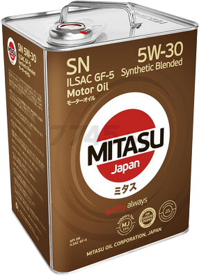 Моторное масло 5W30 полусинтетическое MITASU Motor Oil SN 6 л (MJ-120-6)
