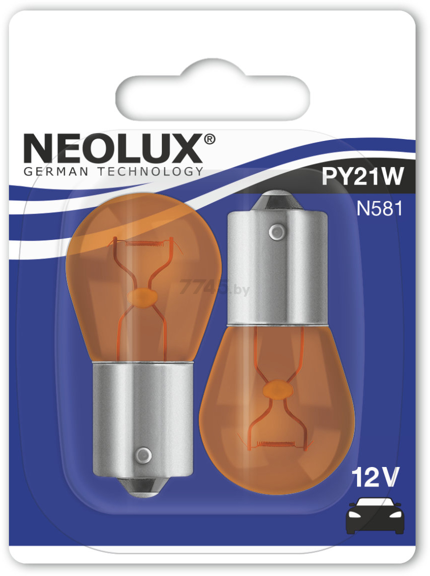 Лампа накаливания автомобильная NEOLUX Standard PY21W 2 штуки (N581-02B) - Фото 2