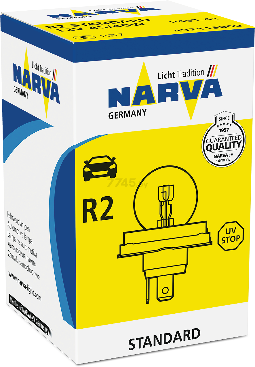 Лампа галогенная автомобильная NARVA Standard R2 (49211) - Фото 2