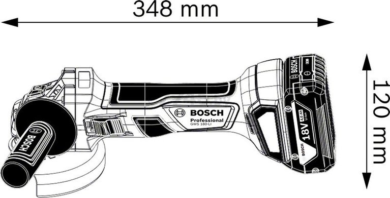 Шлифмашина угловая аккумуляторная BOSCH GWS 180-LI Professional (06019H9020) - Фото 3