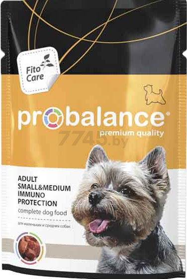 Влажный корм для собак PROBALANCE Adult Small&Medium Immuno Protection пауч 85 г (4640011982719) - Фото 2