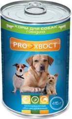 Влажный корм для собак PROХВОСТ говядина консервы 415 г (4607004705274)