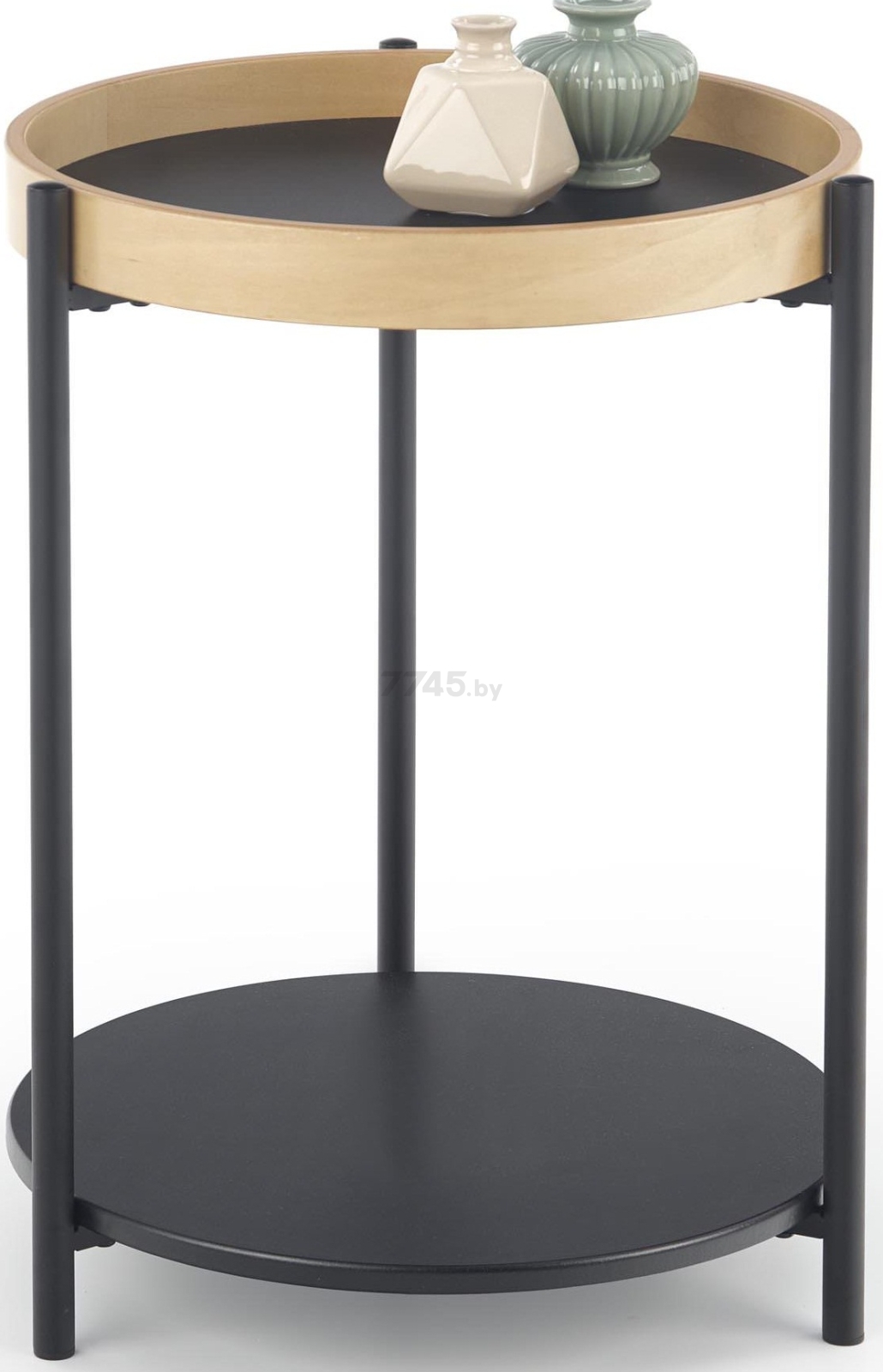 Стол журнальный HALMAR Rolo дуб натуральный/черный 44х55 см (V-CH-ROLO-LAW)