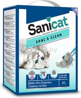 Наполнитель для туалета бентонитовый комкующийся SANICAT Sani & Clean 6 л (БП000006920)