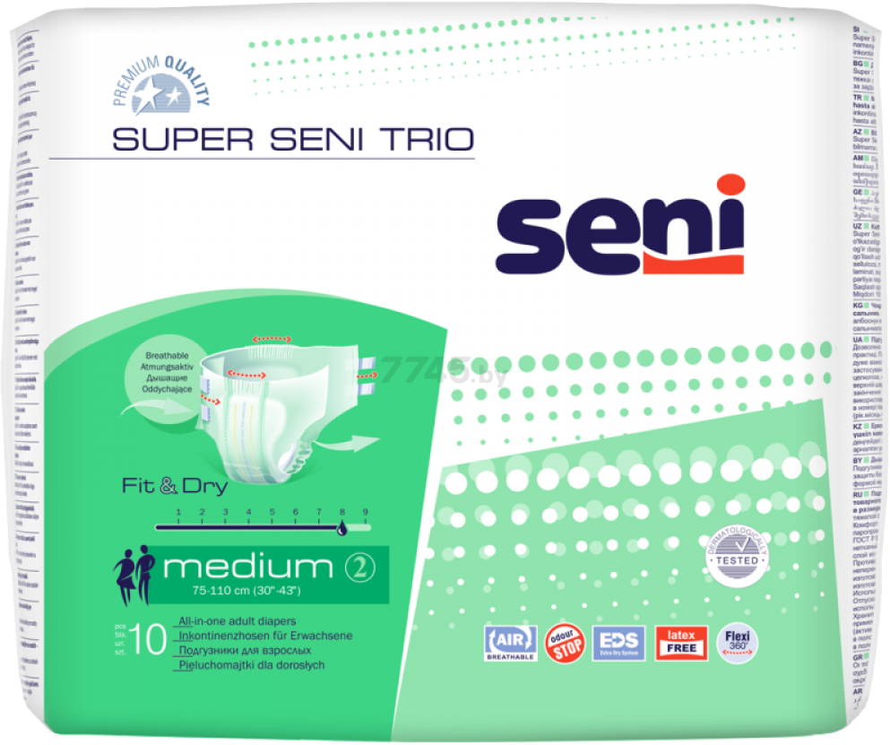 Подгузники для взрослых SENI Super Trio 2 Medium 75-110 см 10 штук (SE-094-ME10-A03)