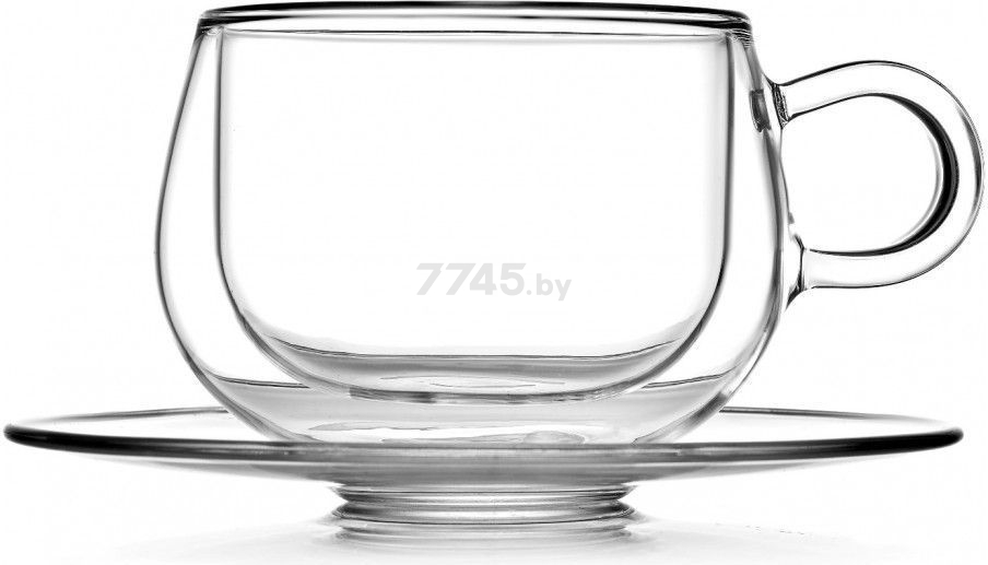 Чашка с блюдцем стеклянная WALMER Viscount с двойными стенками 225 мл (W23009081)