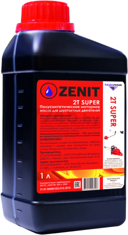 Масло двухтактное полусинтетическое ZENIT 2T Super 1 л (Зенит-2T-Супер-1)