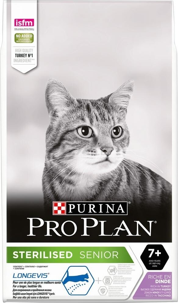 Сухой корм для пожилых кошек PURINA PRO PLAN Sterilised 7+ индейка 10 кг (7613034989314)