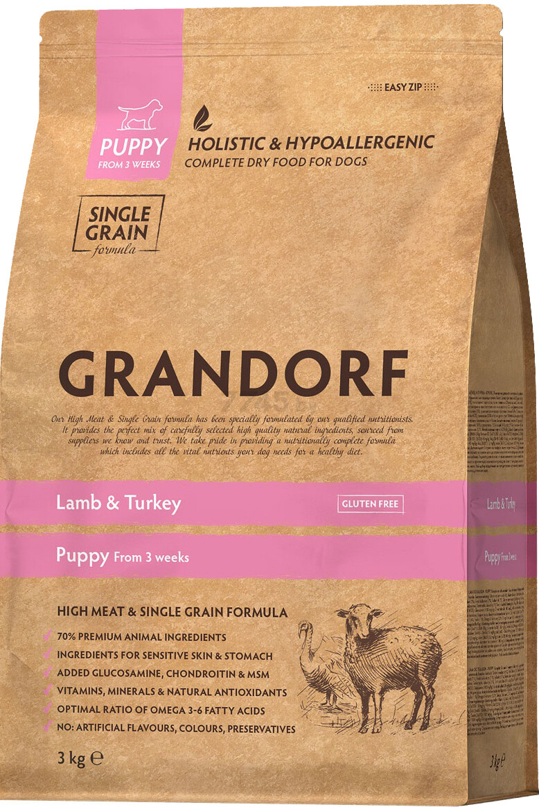 Сухой корм для щенков GRANDORF Puppy Lamb&Turkey 3 кг (5407007850860)