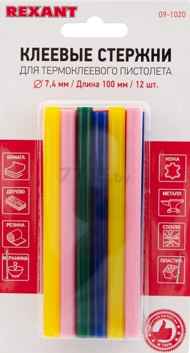 Стержень клеевой 7,4х100 мм цветные REXANT 12 штук (09-1020) - Фото 3