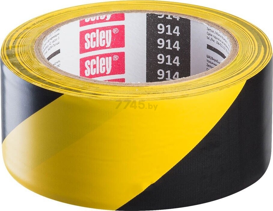 Лента маркировочная клейкая 48 мм 33 м SCLEY 914 черно-желтая (0370-143348)