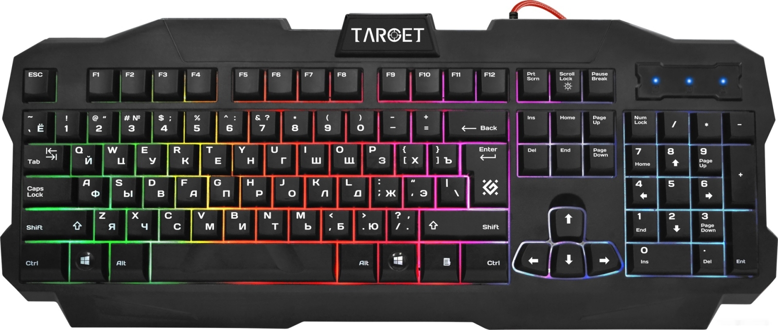 Набор игровой клавиатура и мышь с наушниками и ковриком DEFENDER Target MKP-350 - Фото 2