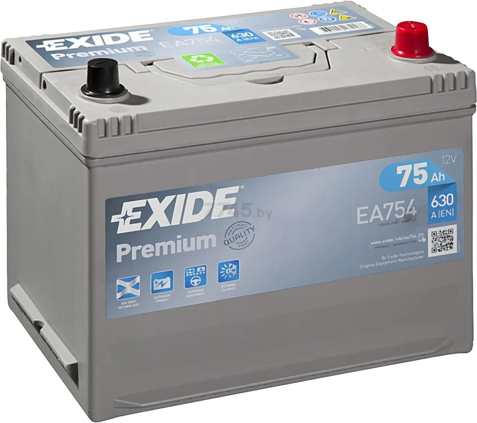 Аккумулятор автомобильный EXIDE Premium 75 А·ч (EA754)