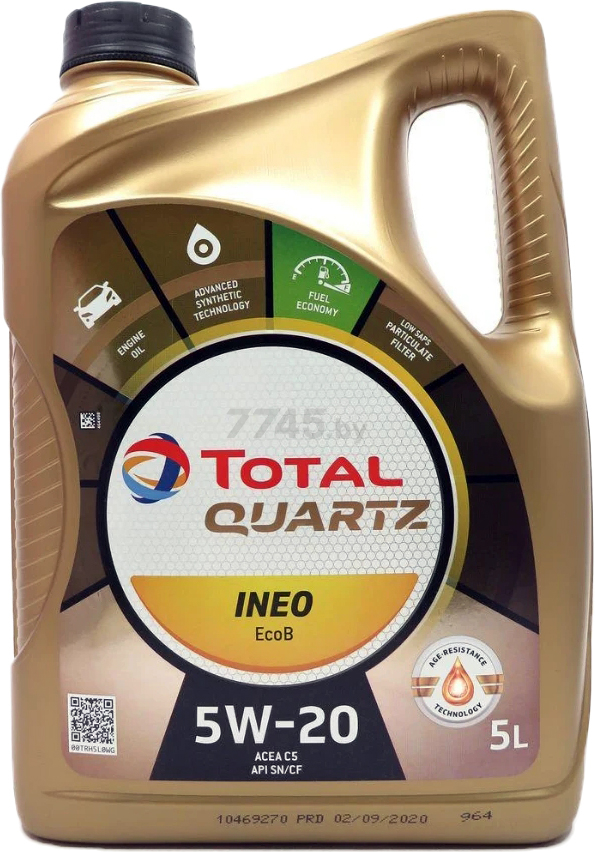 Моторное масло 5W20 синтетическое TOTAL Quartz Ineo Ecob 5 л (213979)