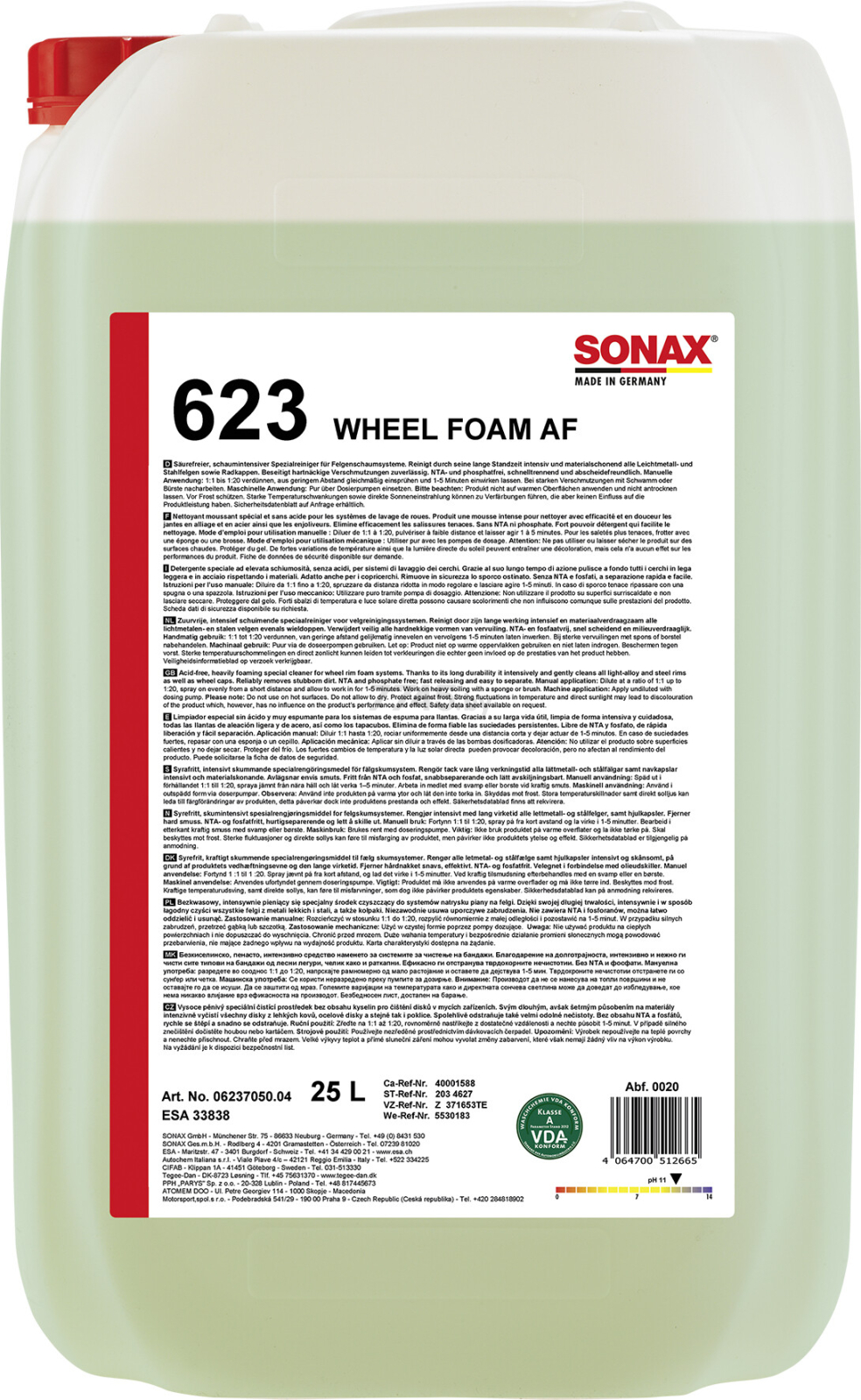 Очиститель дисков SONAX Wheelfoam AF 25 л (623705)