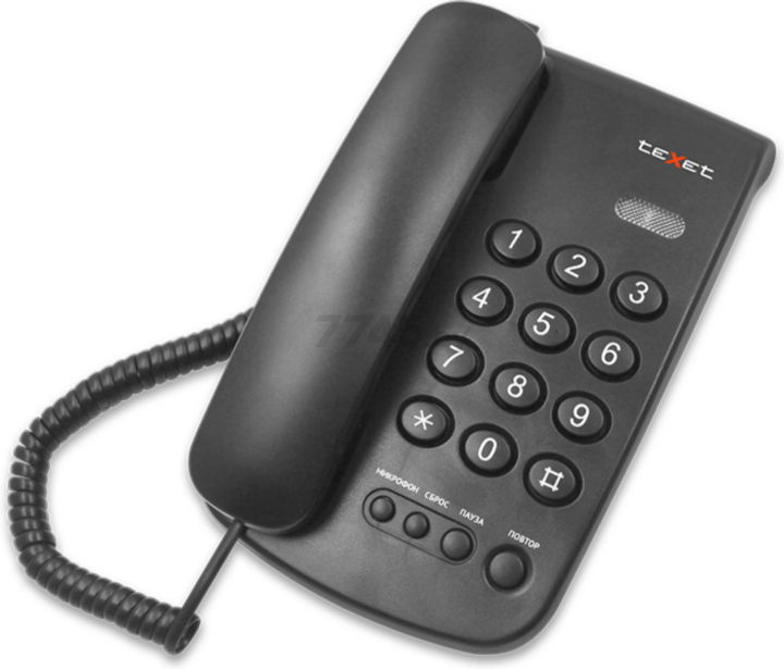 Телефон домашний проводной TEXET TX-241 Black - Фото 2
