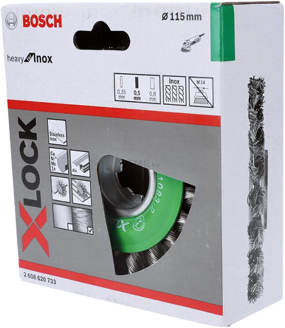 Щетка для УШМ диск косичка 115 мм X-Lock BOSCH Heavy for Inox (2608620733) - Фото 4
