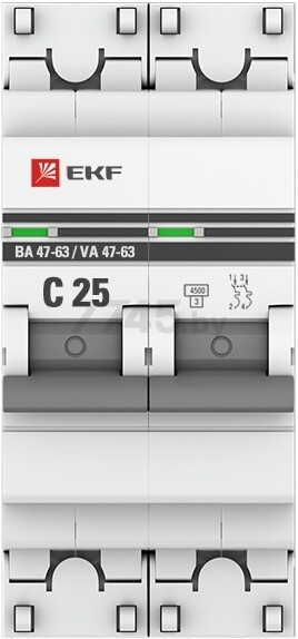 Автоматический выключатель EKF PROxima ВА 47-63 2P 25А C 4,5кA (mcb4763-2-25C-pro) - Фото 2