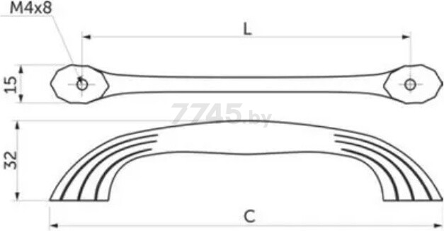 Ручка мебельная скоба AKS Onda античный никель (62302) - Фото 2