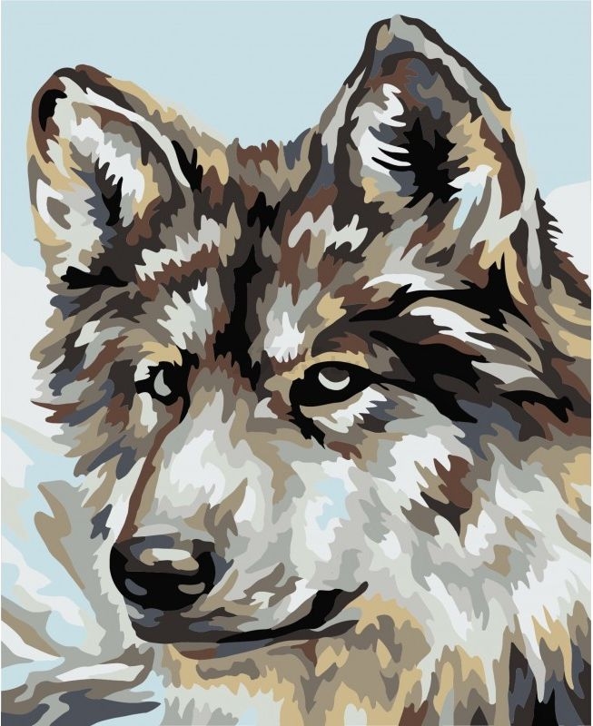 Картина по номерам WIZARDI Серый волк 16х13 см (mini036)
