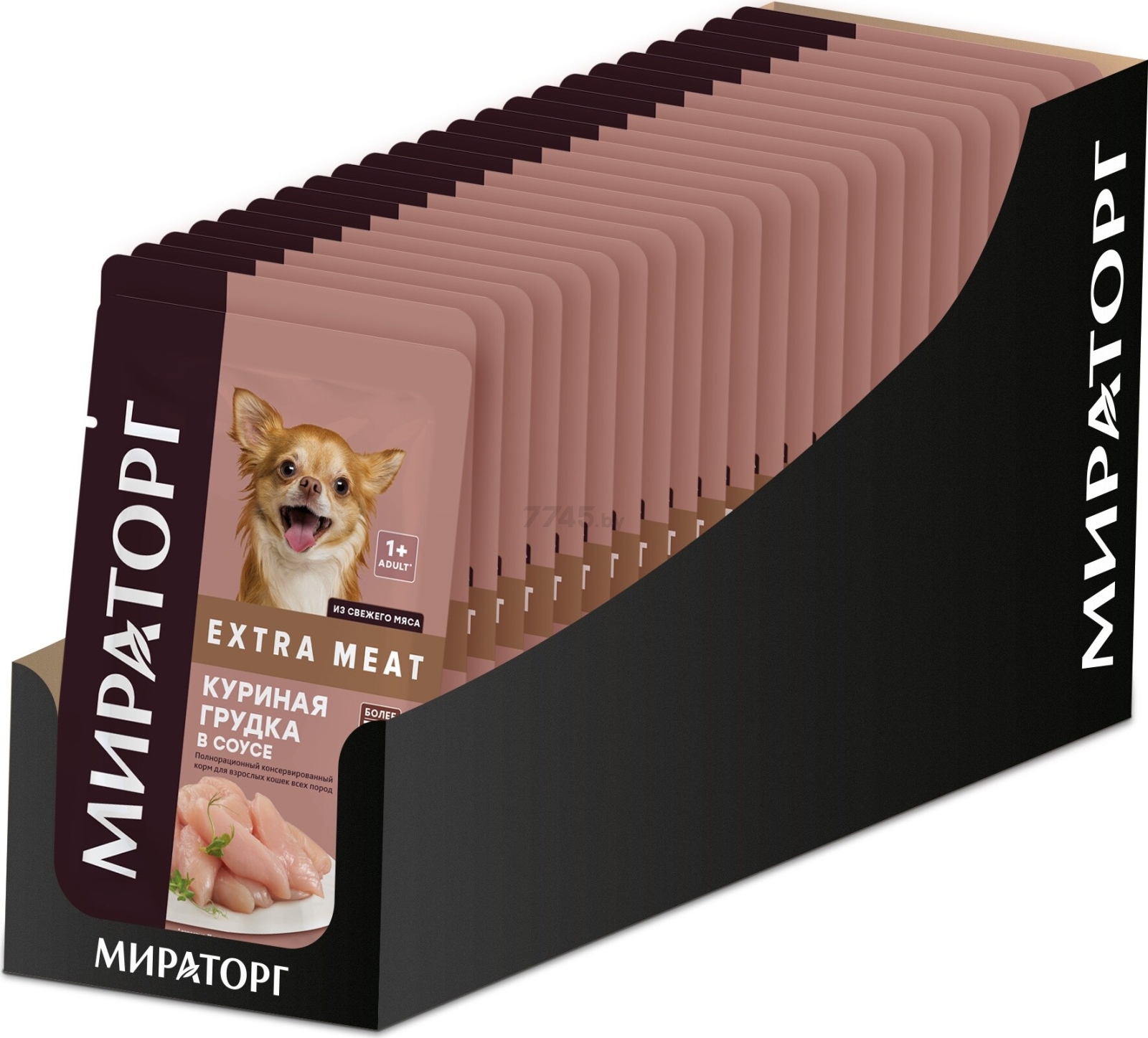 Влажный корм для собак мелких пород МИРАТОРГ Winner Extra Meat куриная грудка в соусе пауч 85 г (1010022506) - Фото 2