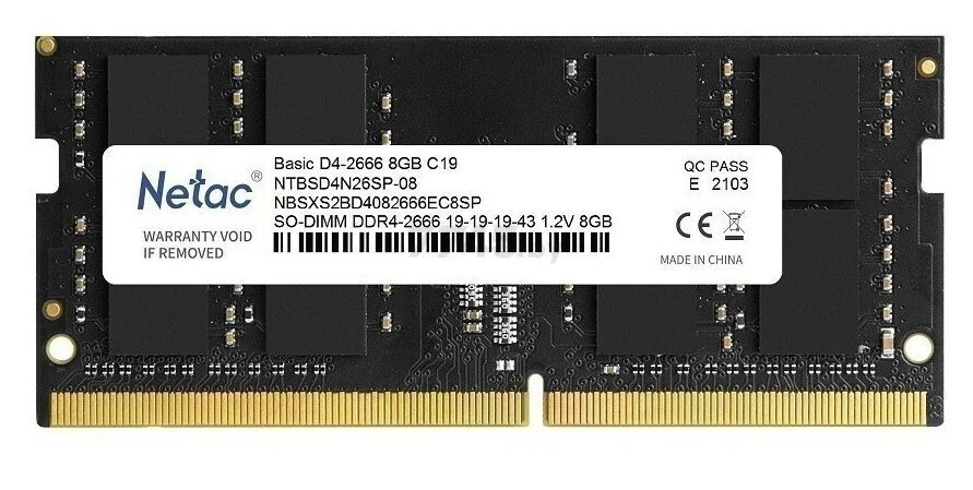 Оперативная память NETAC Basic 8GB DDR4 SODIMM PC-21300 (NTBSD4N26SP-08)