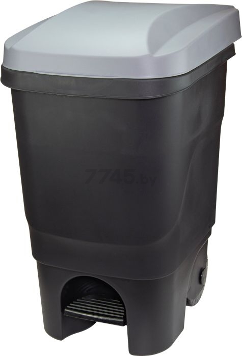 Контейнер для мусора пластиковый с педалью IDEA 60 л черный/серый (М2398)