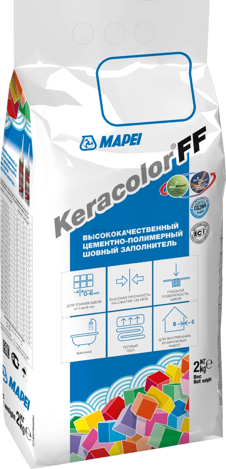 Фуга цементная MAPEI Keracolor FF №100 белый 2 кг