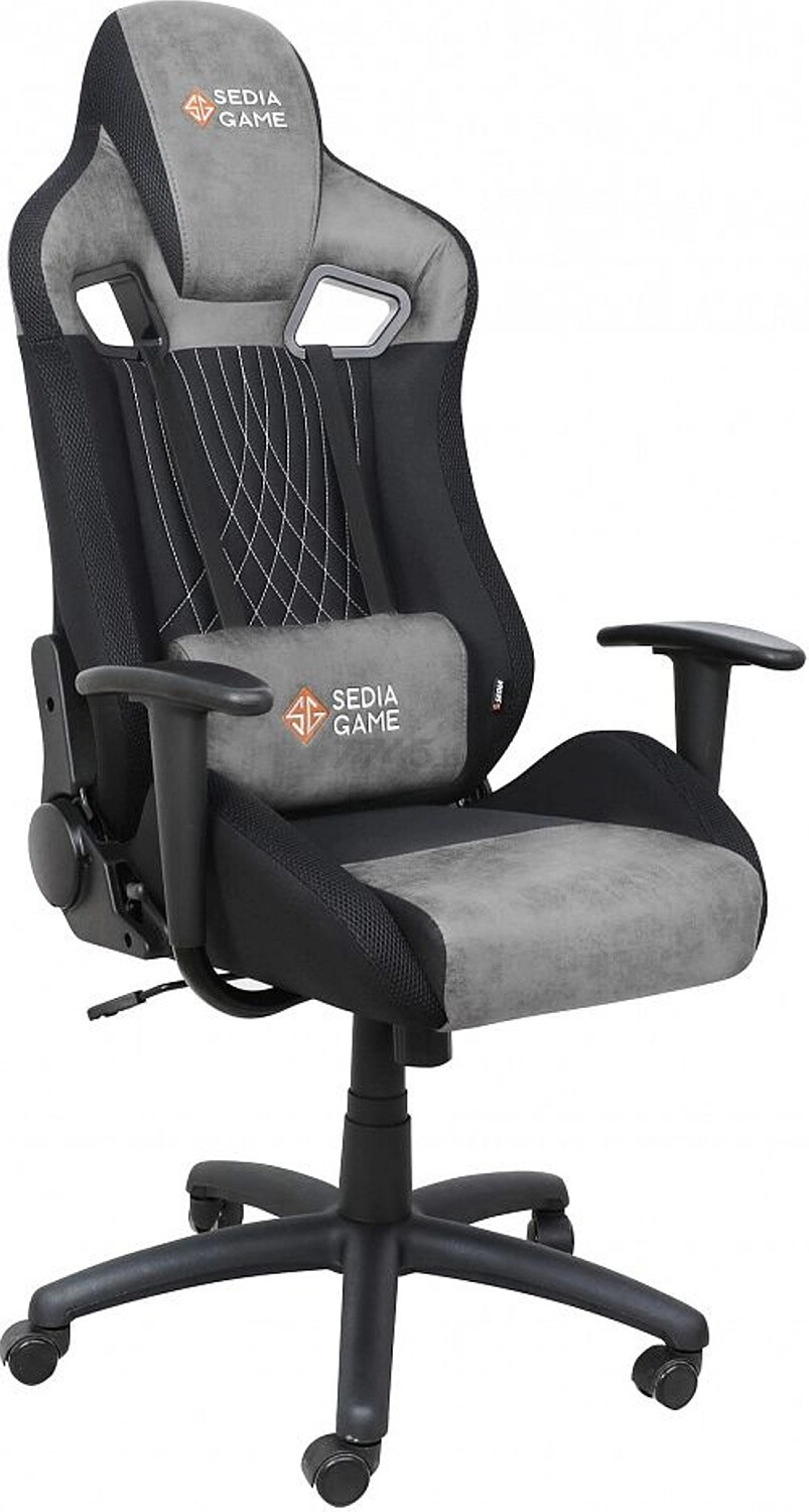 Кресло геймерское AKSHOME Royal велюр/замша светло-серый/черный (75222)