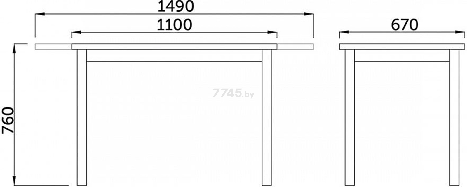 Стол кухонный ЭЛИГАРД Black раздвижной белый матовый 110-149х67х76 см - Фото 9