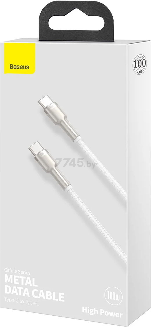 Кабель BASEUS Cafule Series Metal Data Cable Type-C to Type-C White (CATJK-C02) - Фото 8