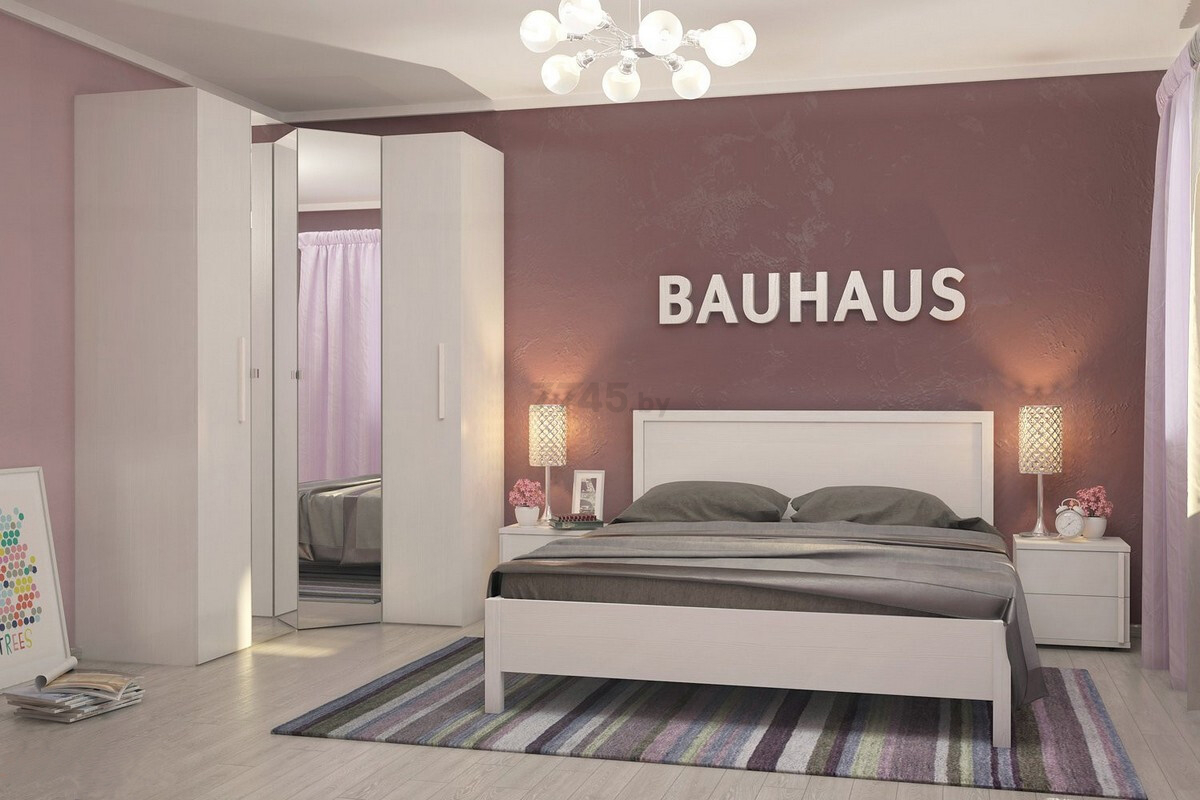 Каркас двуспальной кровати ГЛАЗОВ Bauhaus 2 160х200 см бодега светлый - Фото 4