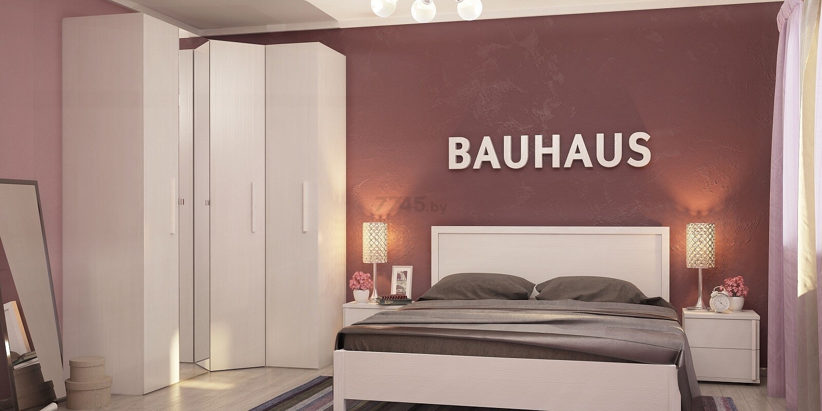 Каркас двуспальной кровати ГЛАЗОВ Bauhaus 2 160х200 см бодега светлый - Фото 3