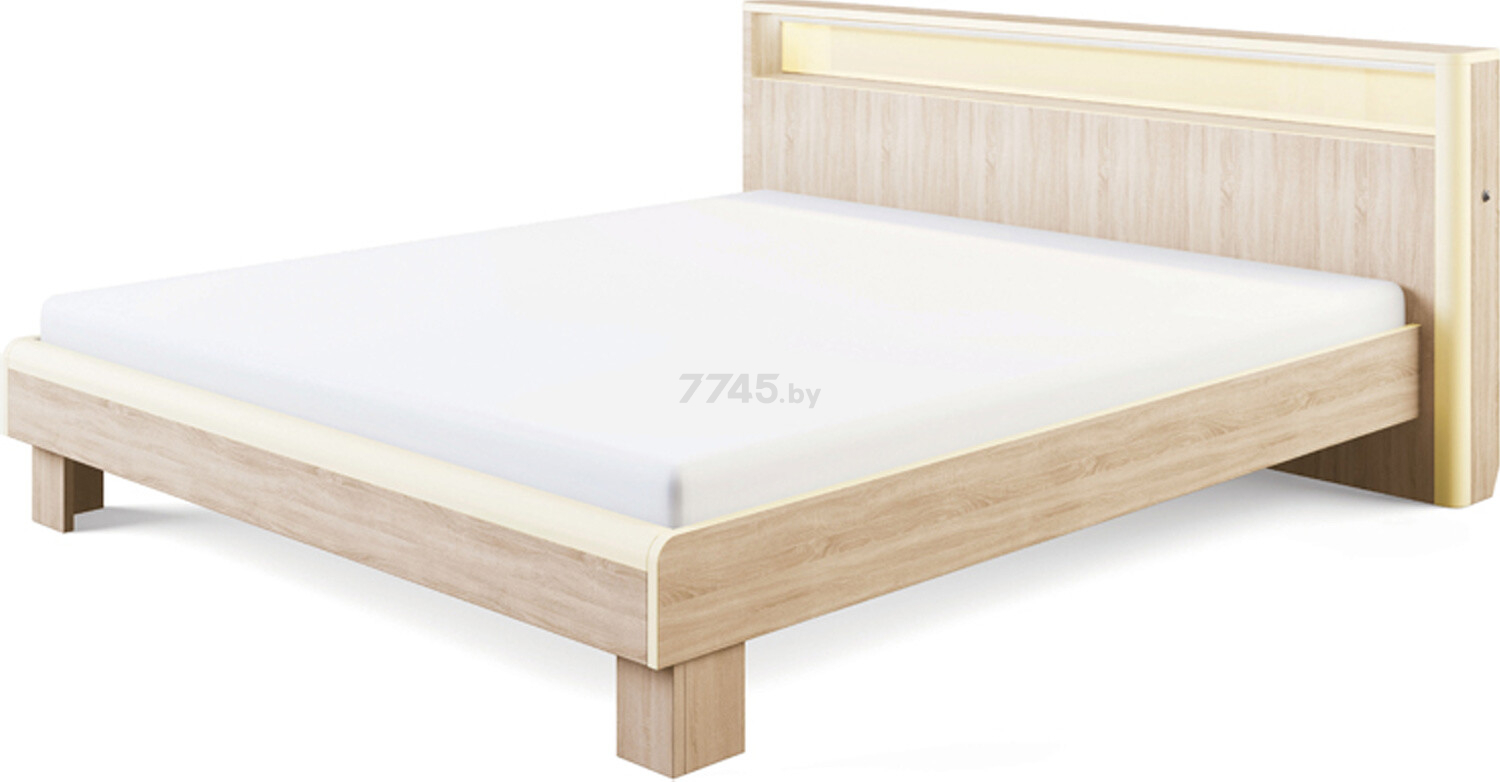 Каркас двуспальной кровати МСТ Оливия 3.3 с подсветкой без основания дуб сонома светлый 180х200 см (М00007731)