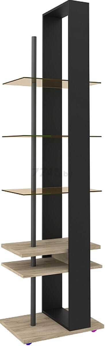 Стеллаж ГЛАЗОВ Oslo 25 дуб серый craft/черный 55,6х39,7х211,6 см (00134209_116)