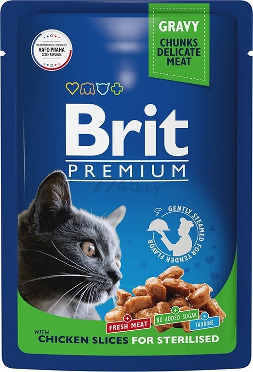 Влажный корм для стерилизованных кошек BRIT Premium Sterilised цыпленок в соусе пауч 85 г (5048830)