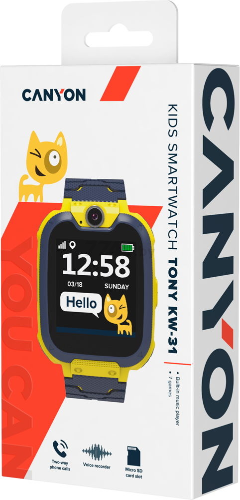 Умные часы детские CANYON Tony CNE-KW31YB Yellow - Фото 4