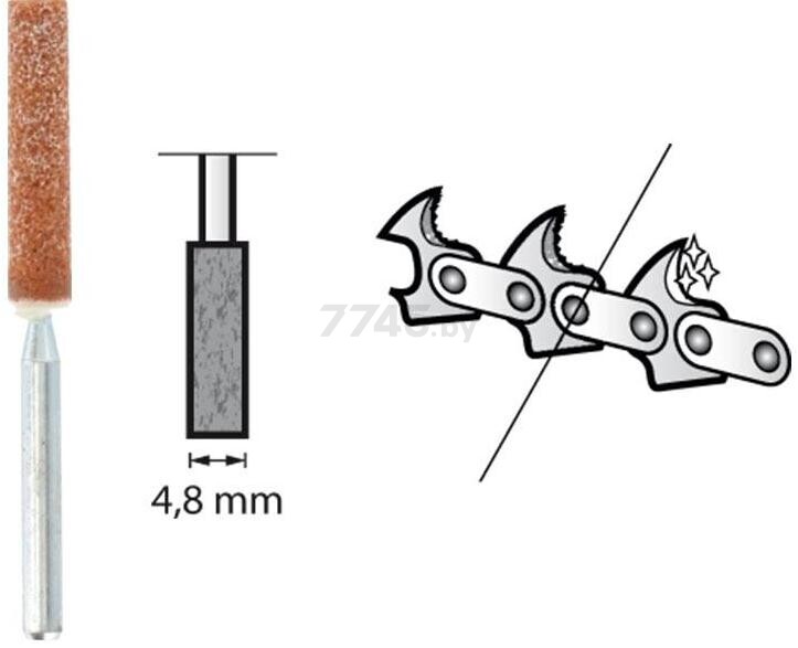 Насадка для гравера для заточки пильных цепей 4,8 мм DREMEL 454 3 штуки (26150454JA) - Фото 4