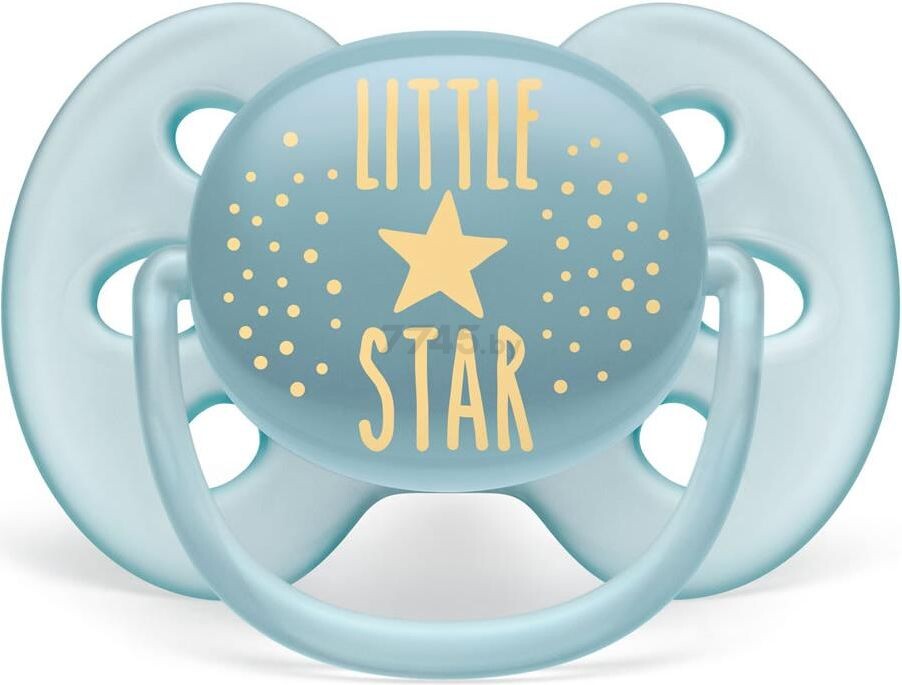 Пустышка силиконовая PHILIPS AVENT Ultra Soft Little Star/Hello ортодонтическая с 6 мес для мальчиков 2 штуки (SCF223/01) - Фото 3