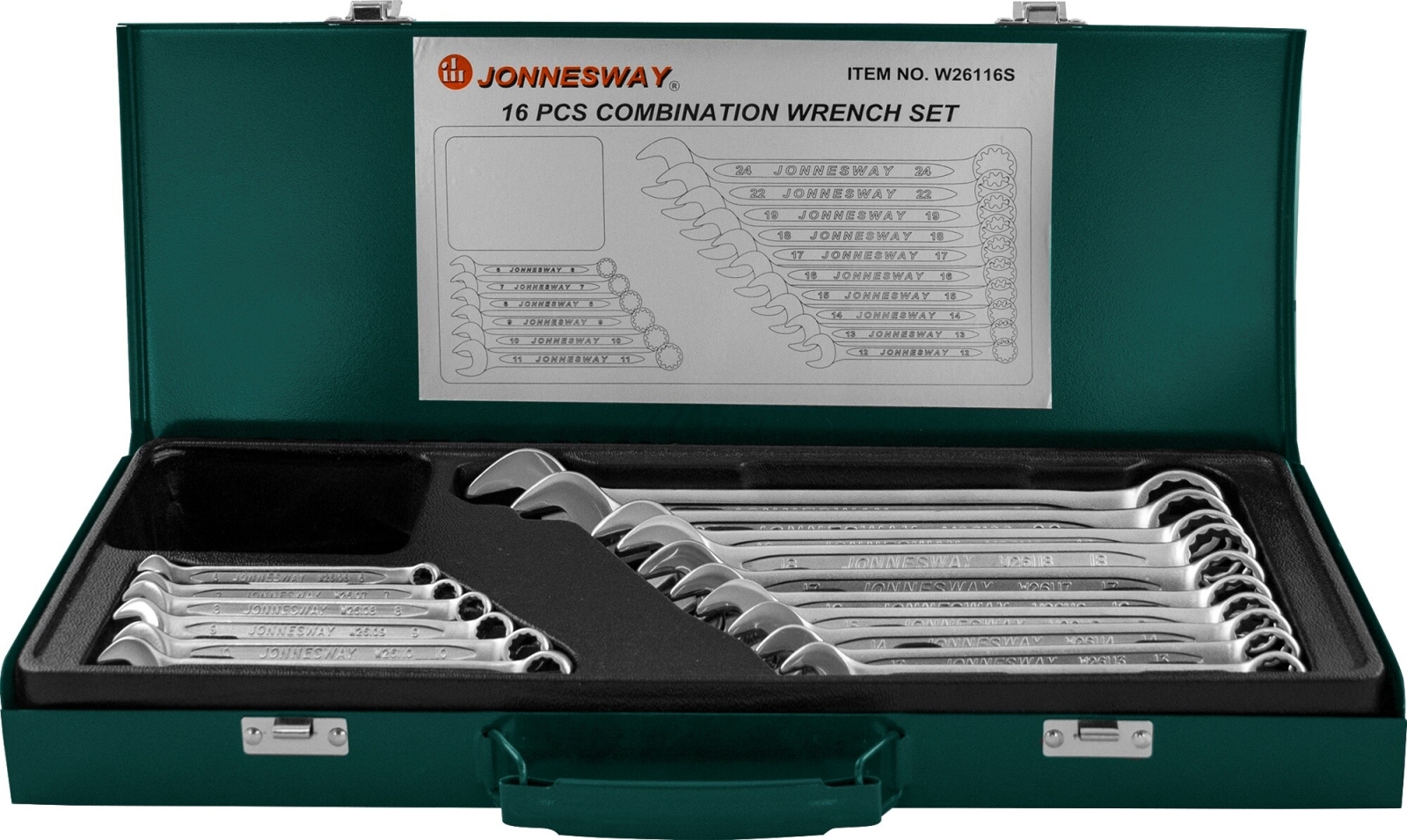 Набор ключей комбинированных 6-24 мм 16 предметов JONNESWAY (W26116S)