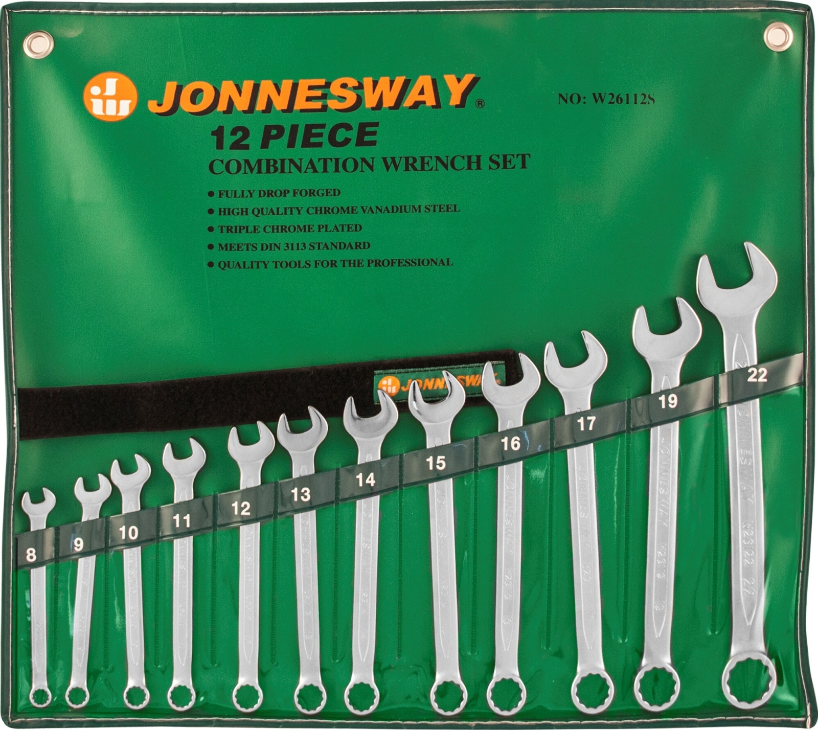 Набор ключей комбинированных 8-22 мм 12 предметов JONNESWAY (W26112S)