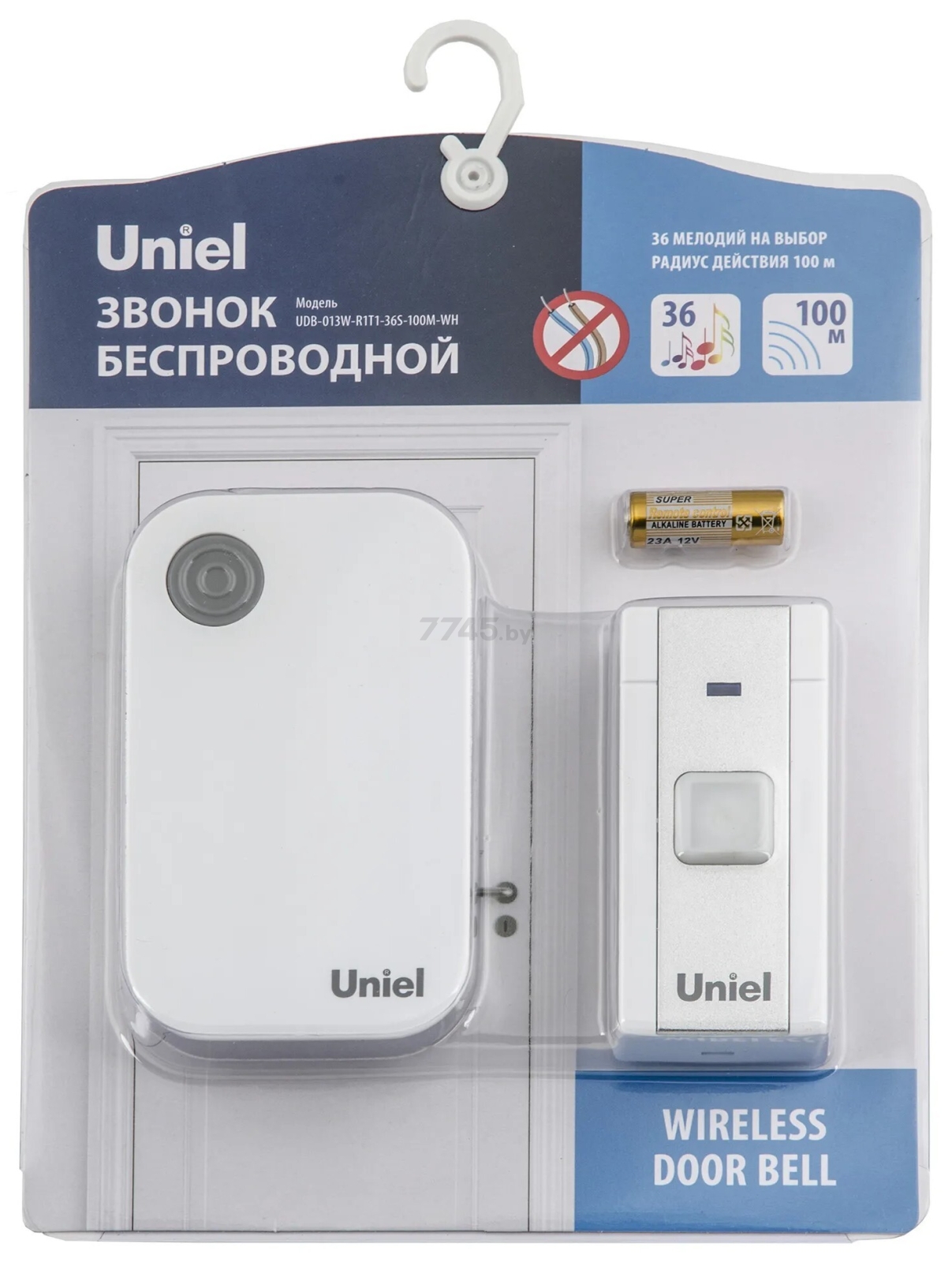 Звонок дверной беспроводной UNIEL UDB-013W-R1T1-36S-100M-WH (UL-00006432) - Фото 2