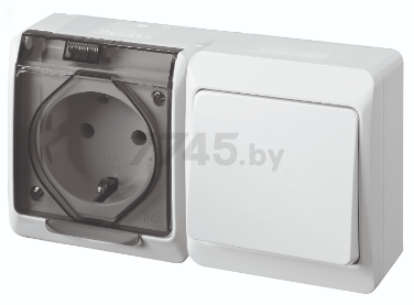 Выключатель с розеткой наружный ELEKTRO-PLAST Hermes белый (0327-01)